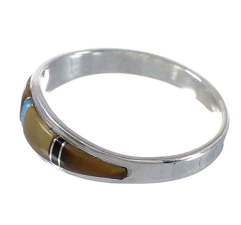 Multicolor Inlay Southwest Silver Ring Size 5-1/4 QX78580
